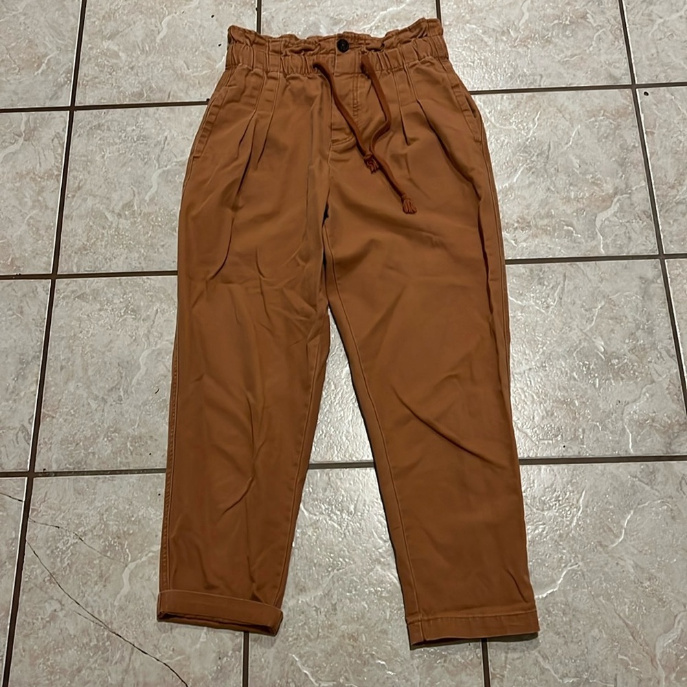 Forever 21 Rust Brown Paperbag Waist Ankle Pants